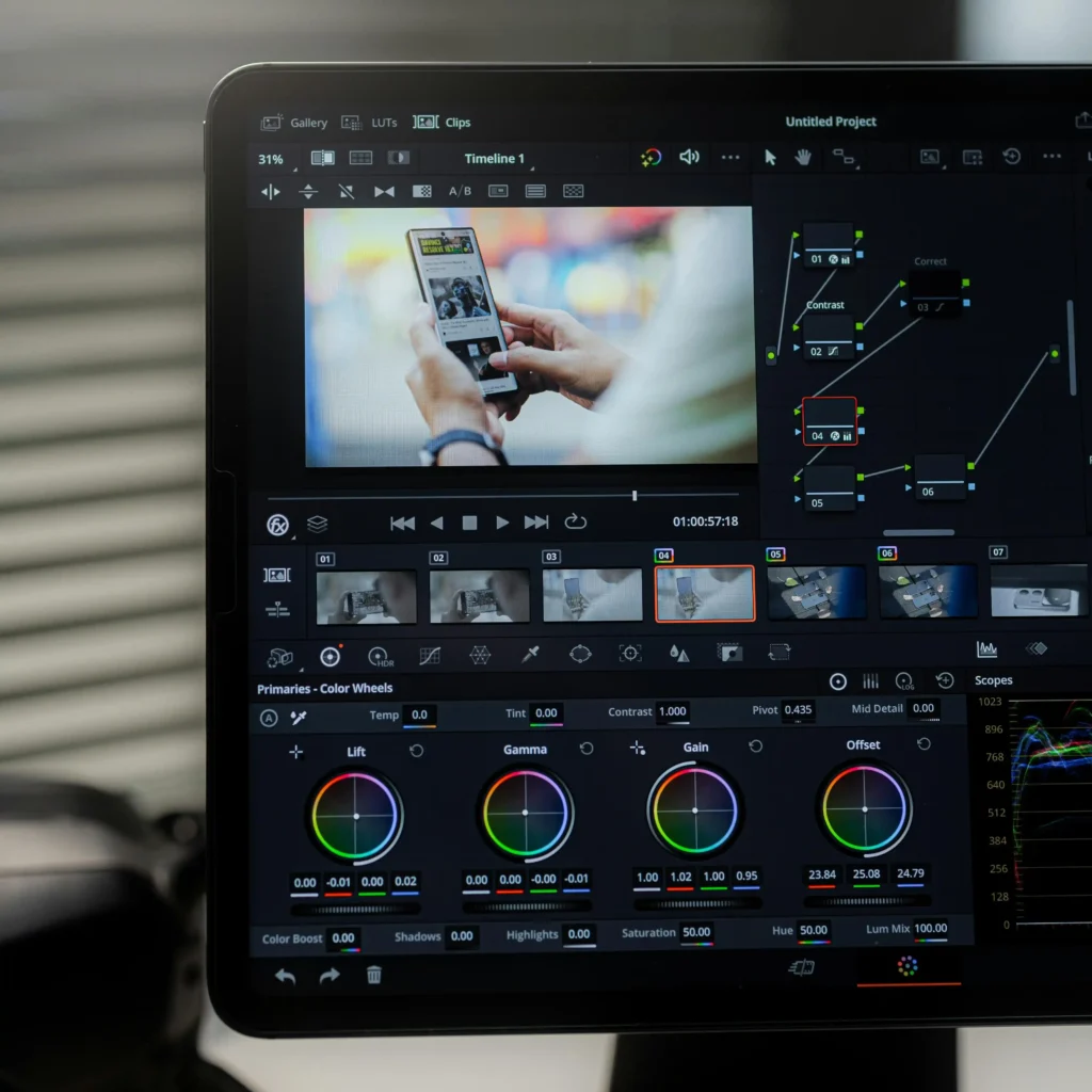 Professional video color grading process used by the Best Digital Marketing Specialist in Dubai